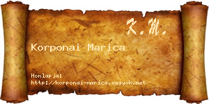 Korponai Marica névjegykártya